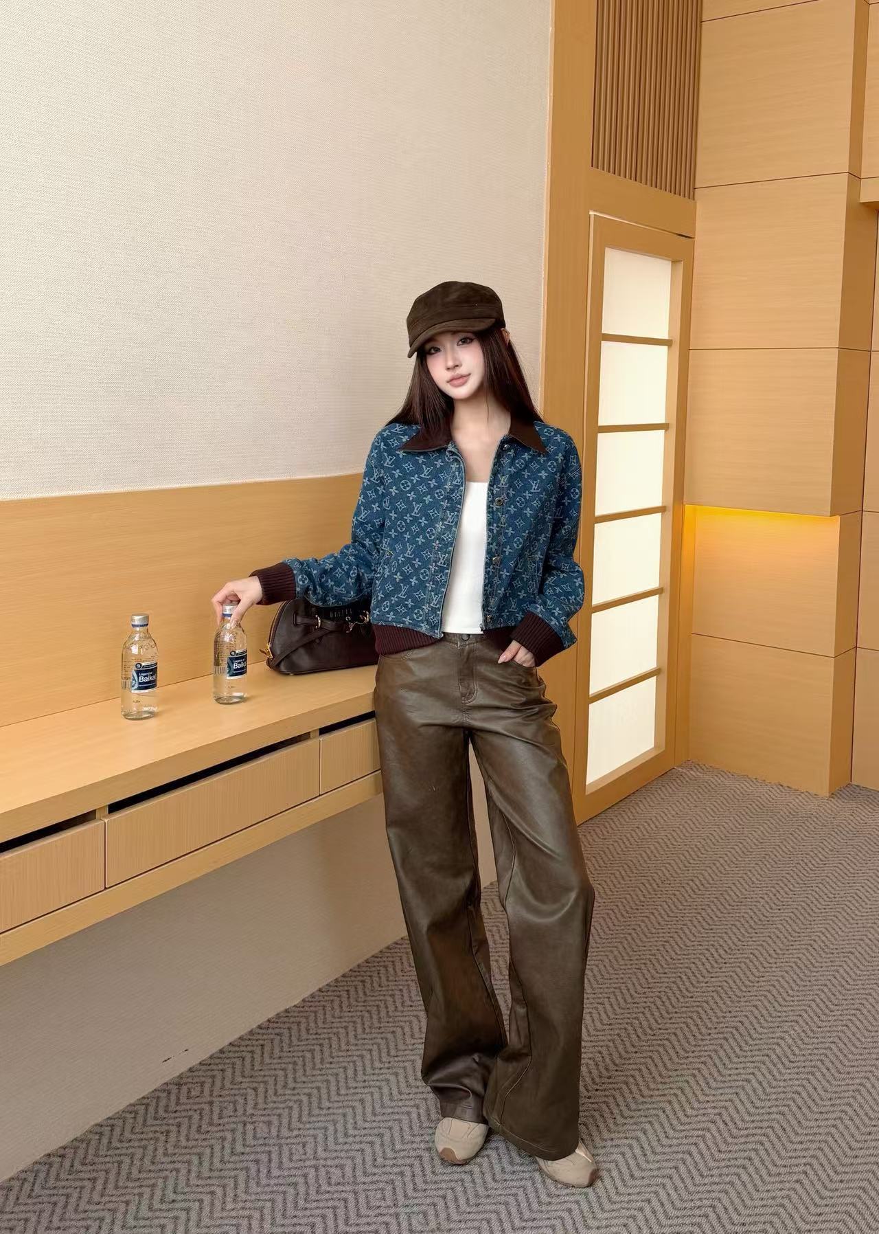LV ハイクオリティ・プリント襟付きデニムジャケット【50％割引+送料無料】