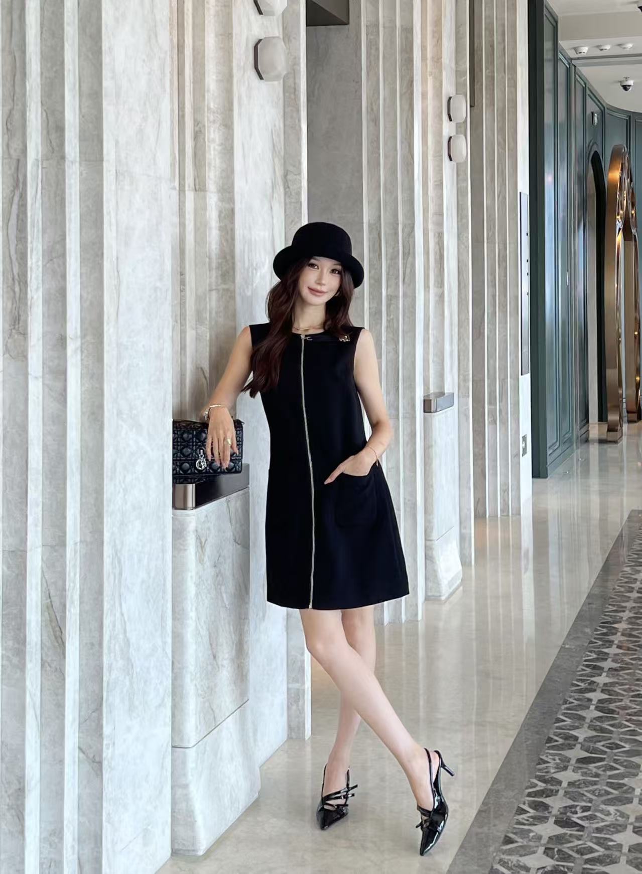 LV ハイクオリティ・ジップアップ・ノースリーブワンピース【50％割引+送料無料】