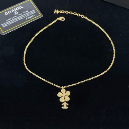 CHANE1 ダブルCフラワーダイヤモンドネックレス【50％割引+送料無料】