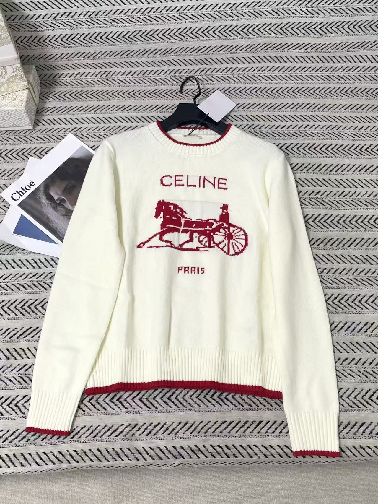CEL1NE キャリッジレター ウールセーター【50％割引+送料無料】