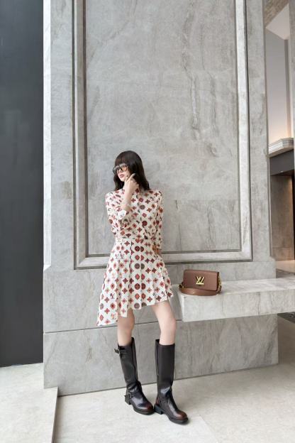 LV柄シャツ＆スカートのセットアップ【50％割引+送料無料】