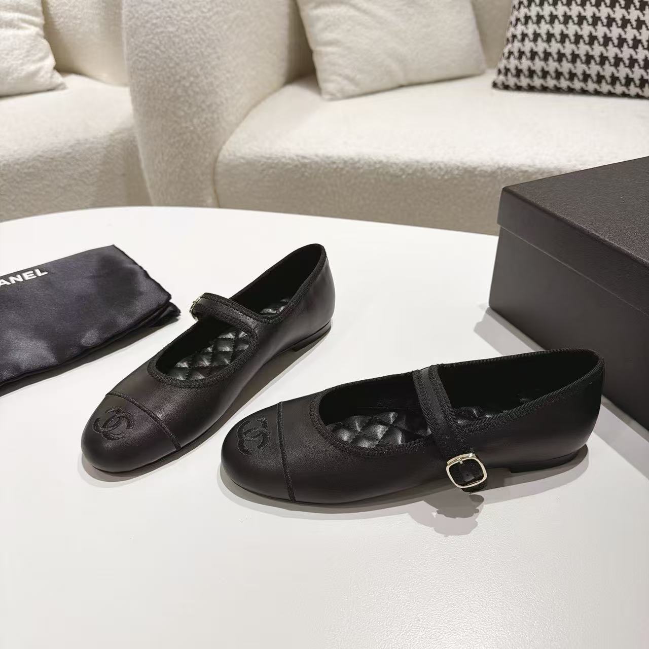 CHANE1 高品質シープスキン ダブルCフラットシューズ【50％割引+送料無料】