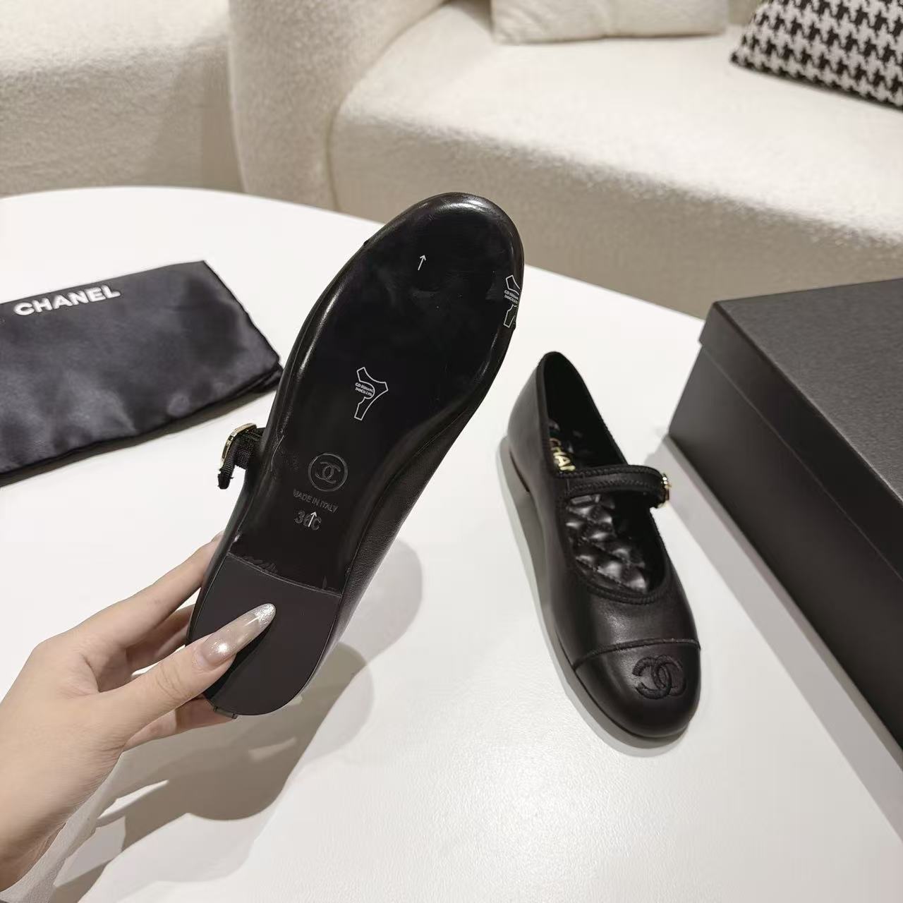 CHANE1 高品質シープスキン ダブルCフラットシューズ【50％割引+送料無料】