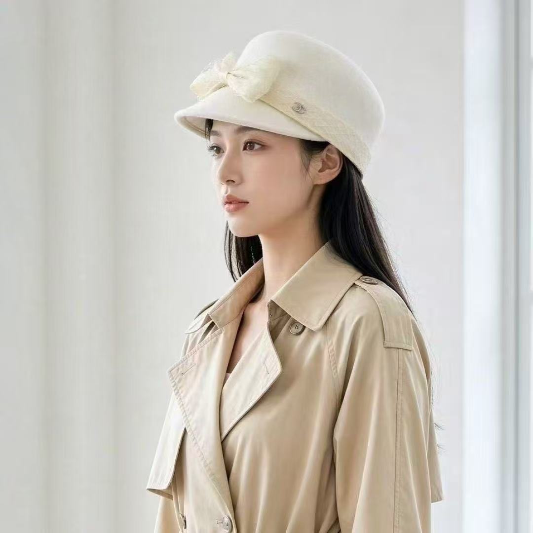 CHANE1 ダブルC レースリボン カシミヤハット【50％割引+送料無料】