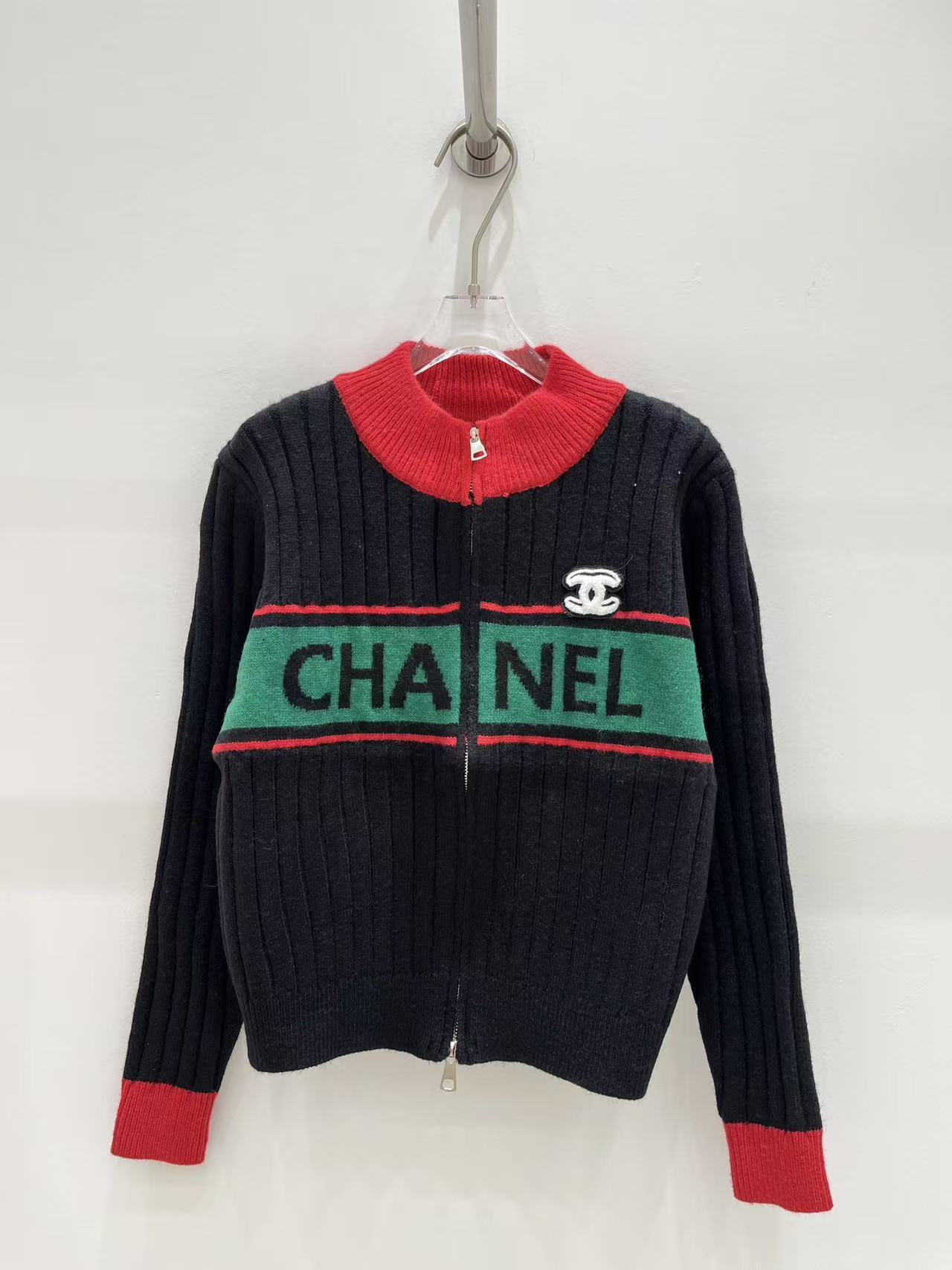 CHANE1 ダブルCレターウールカーディガン【50％割引+送料無料】
