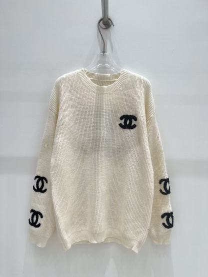 CHANEL ダブルCロゴ刺繍入りウールセーター【50％割引+送料無料】
