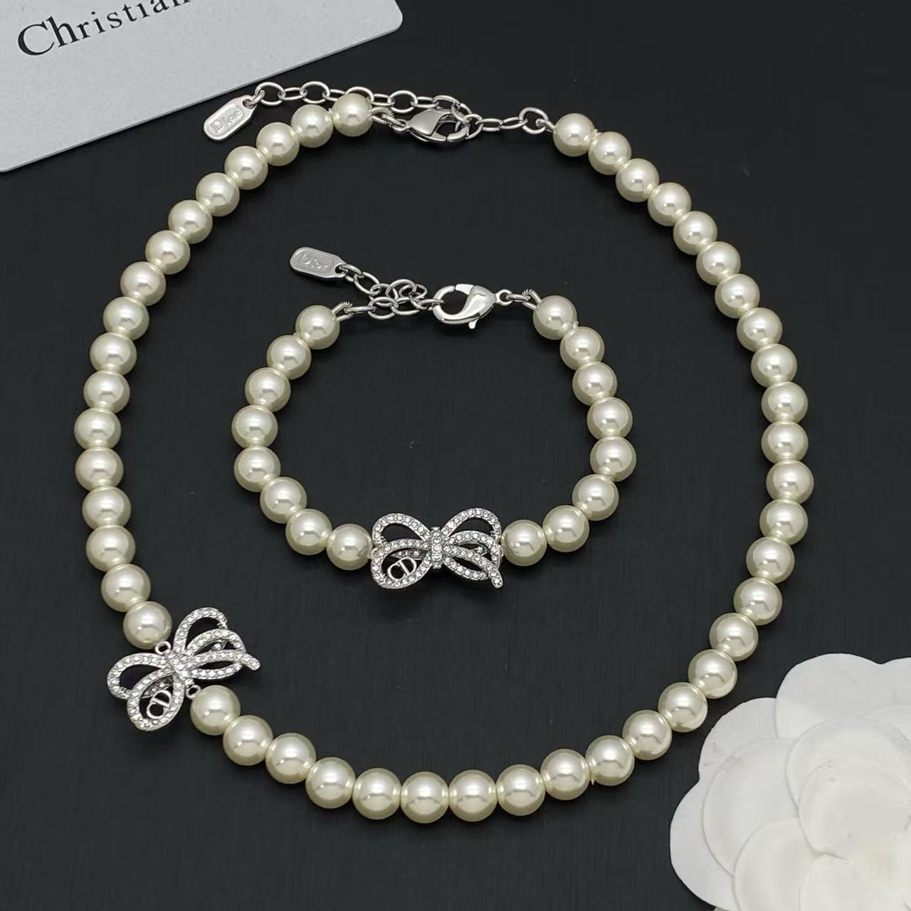 CHANEL ダイヤモンド＆パール ブレスレット＋ネックレス 2点セット【50％割引+送料無料】