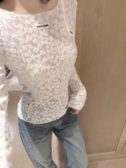 M1UM1U レースプラッシュTシャツ【50％割引+送料無料】