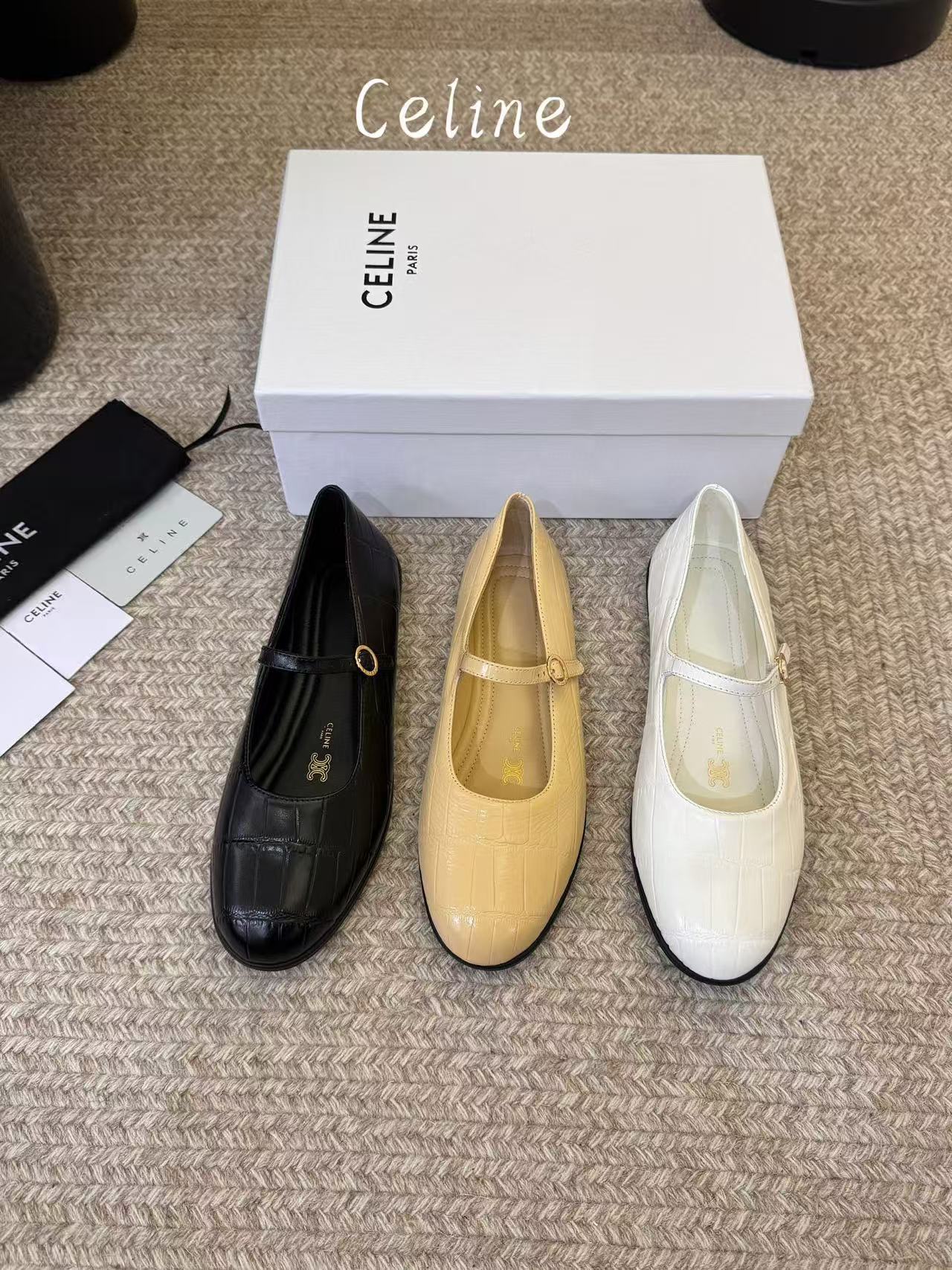 CEL1NE 高品質メリージェーンレザーフラットシューズ【50％割引+送料無料】
