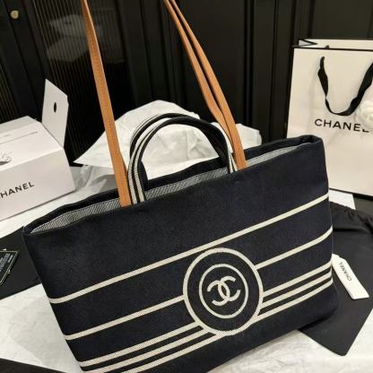 CHANE1 ダブルCストライプトートバッグ【50％割引+送料無料】