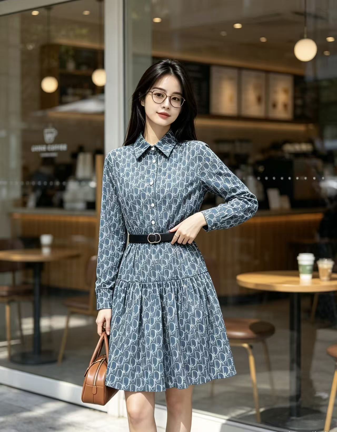 DIOR ジャカード CD 長袖ワンピース【50％割引+送料無料】