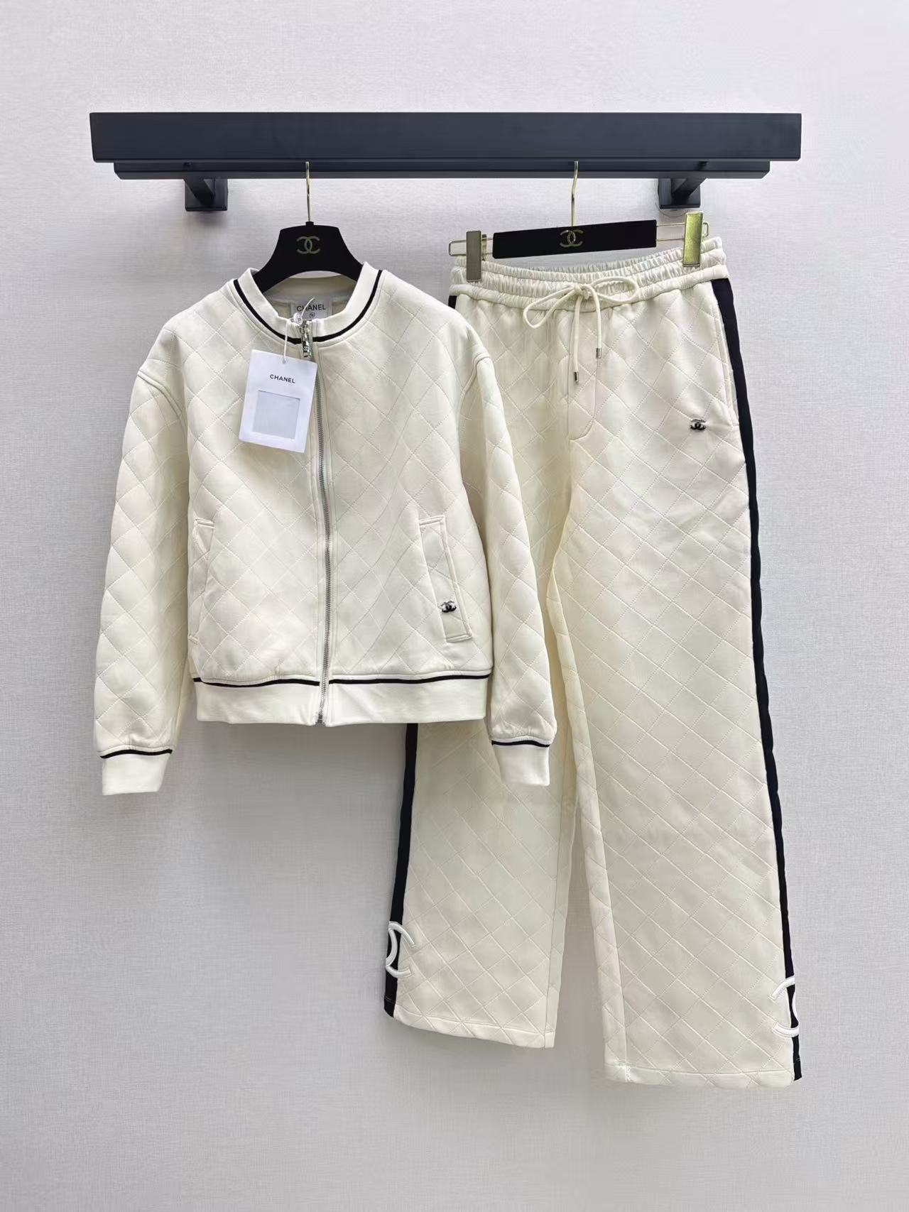 CHANE1 チェック柄コート＋パンツ ツーピースセット【50％割引+送料無料】