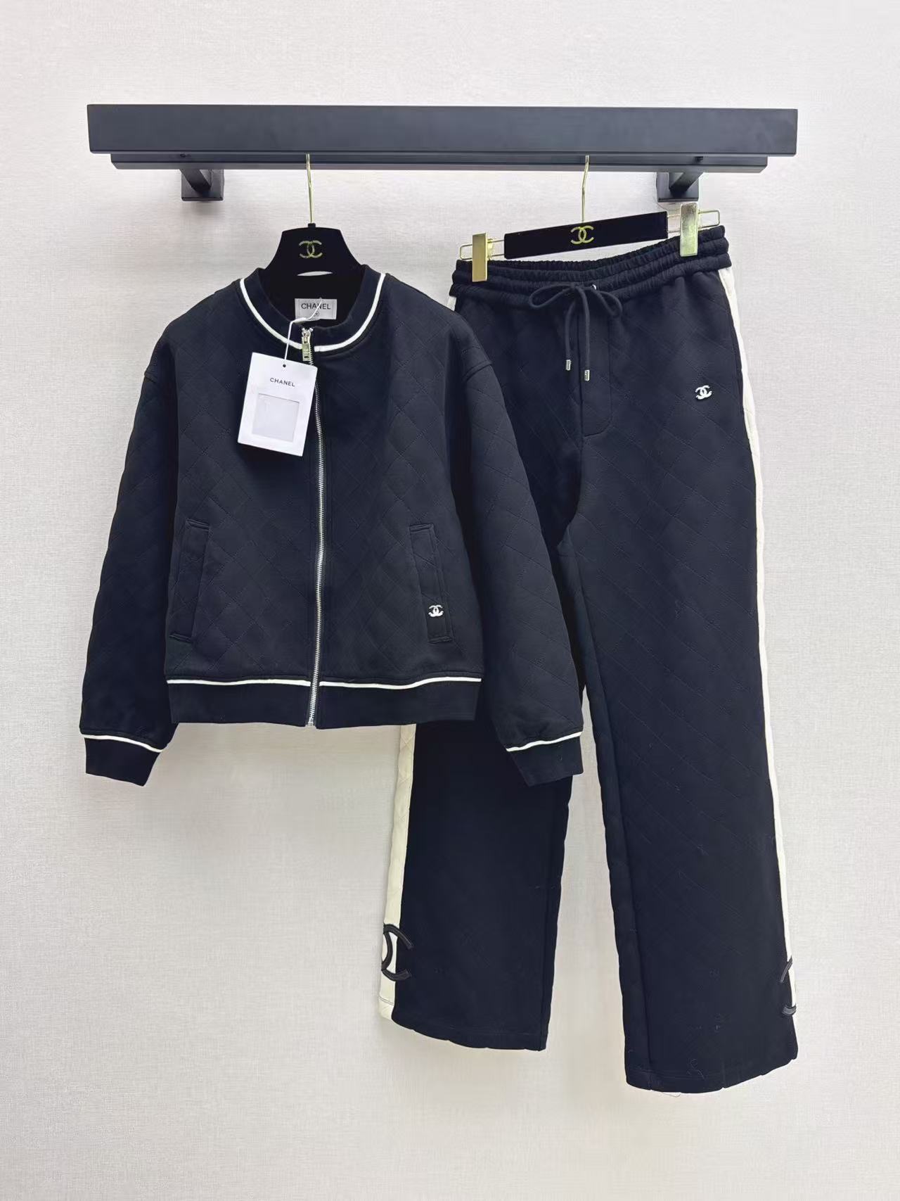 CHANE1 チェック柄コート＋パンツ ツーピースセット【50％割引+送料無料】