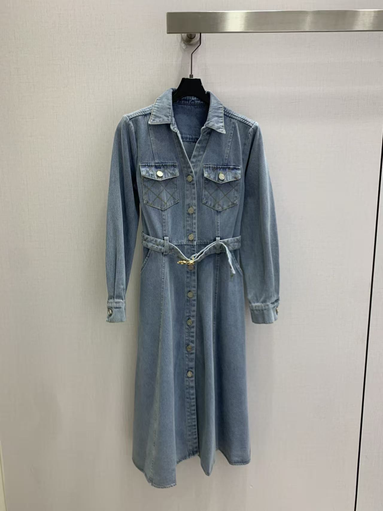CHANEL ダブルC デニム長袖ワンピース【50％割引+送料無料】