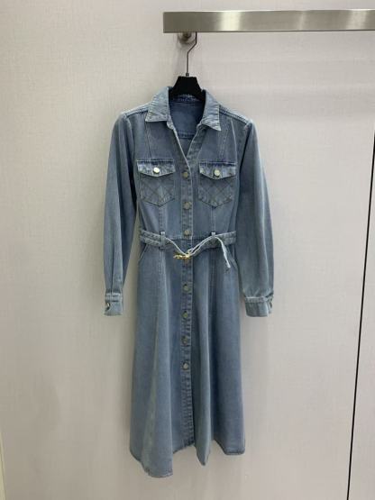 CHANEL ダブルC デニム長袖ワンピース【50％割引+送料無料】
