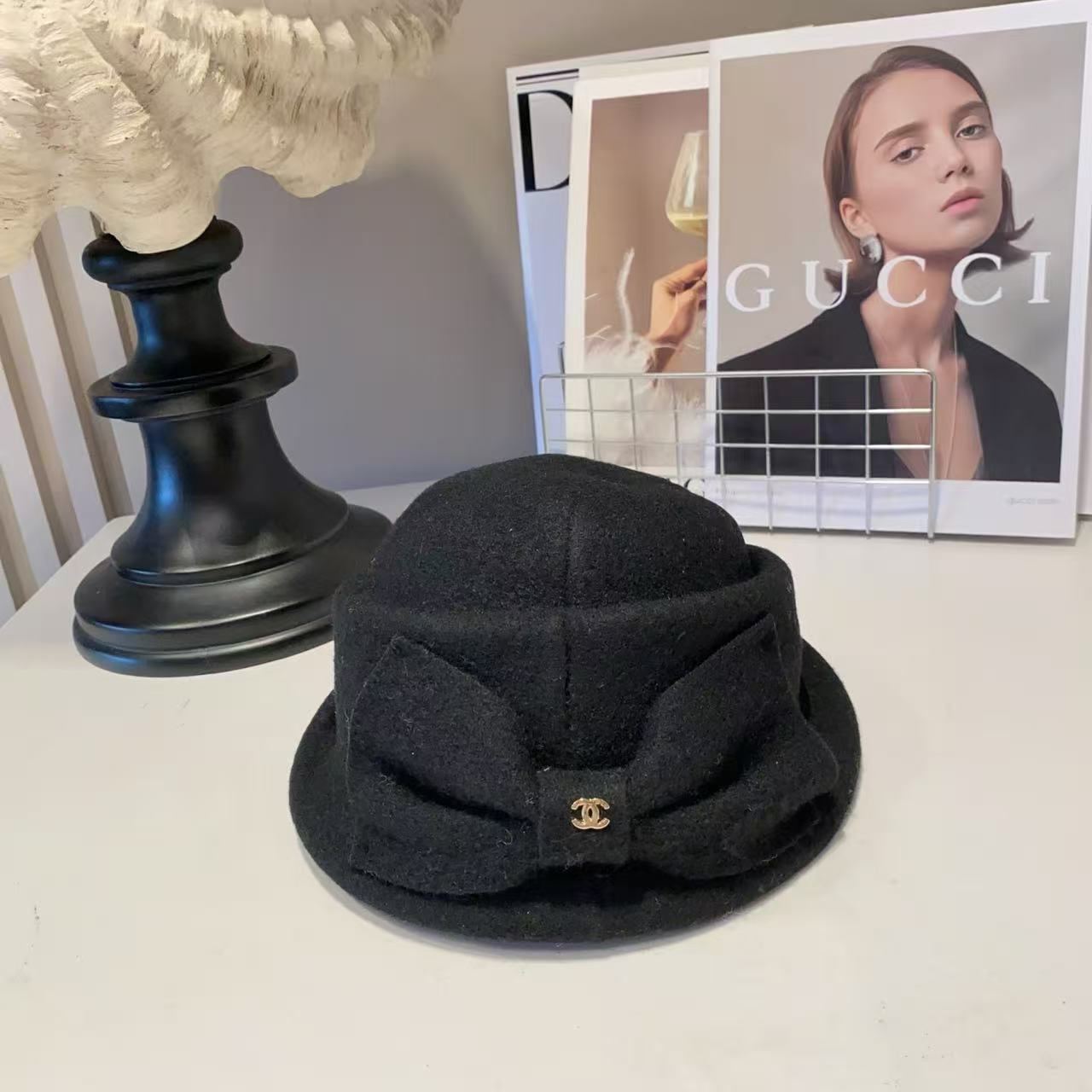 CHANEL ダブルC ウールバケットハット【50％割引+送料無料】