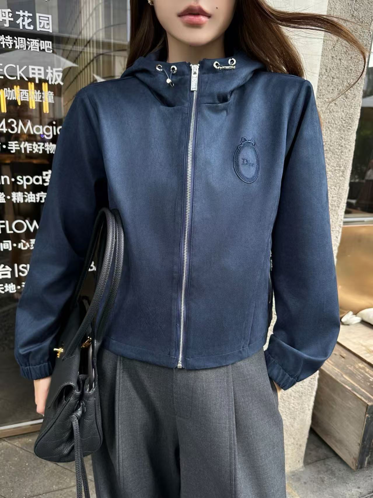DIOR 刺繍ロゴ入りディアスキン・フーデッドジャケット【50％割引+送料無料】