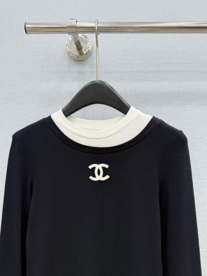 CHANE1 ダブルC カラーブロック 長袖Tシャツ【50％割引+送料無料】