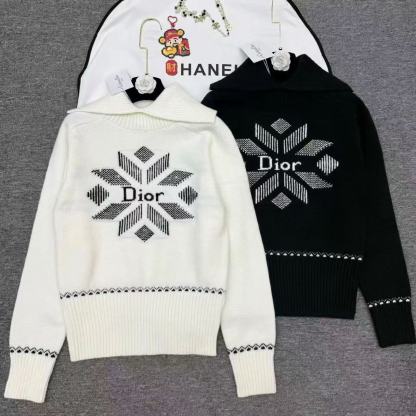 DIOR スノーフレーク柄襟付きウールセーター【50％割引+送料無料】