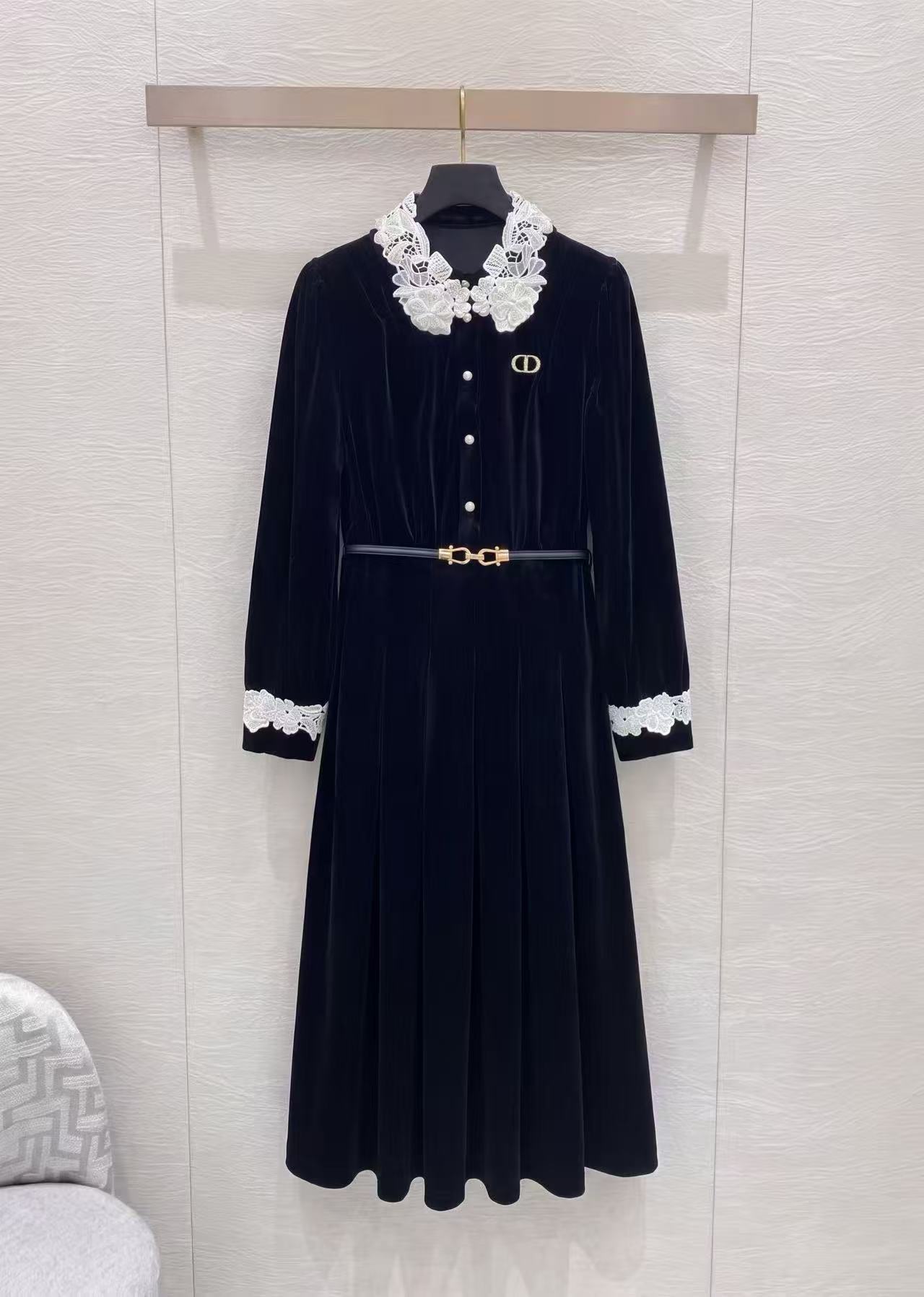 DIOR CD ベロア長袖ワンピース【50％割引+送料無料】