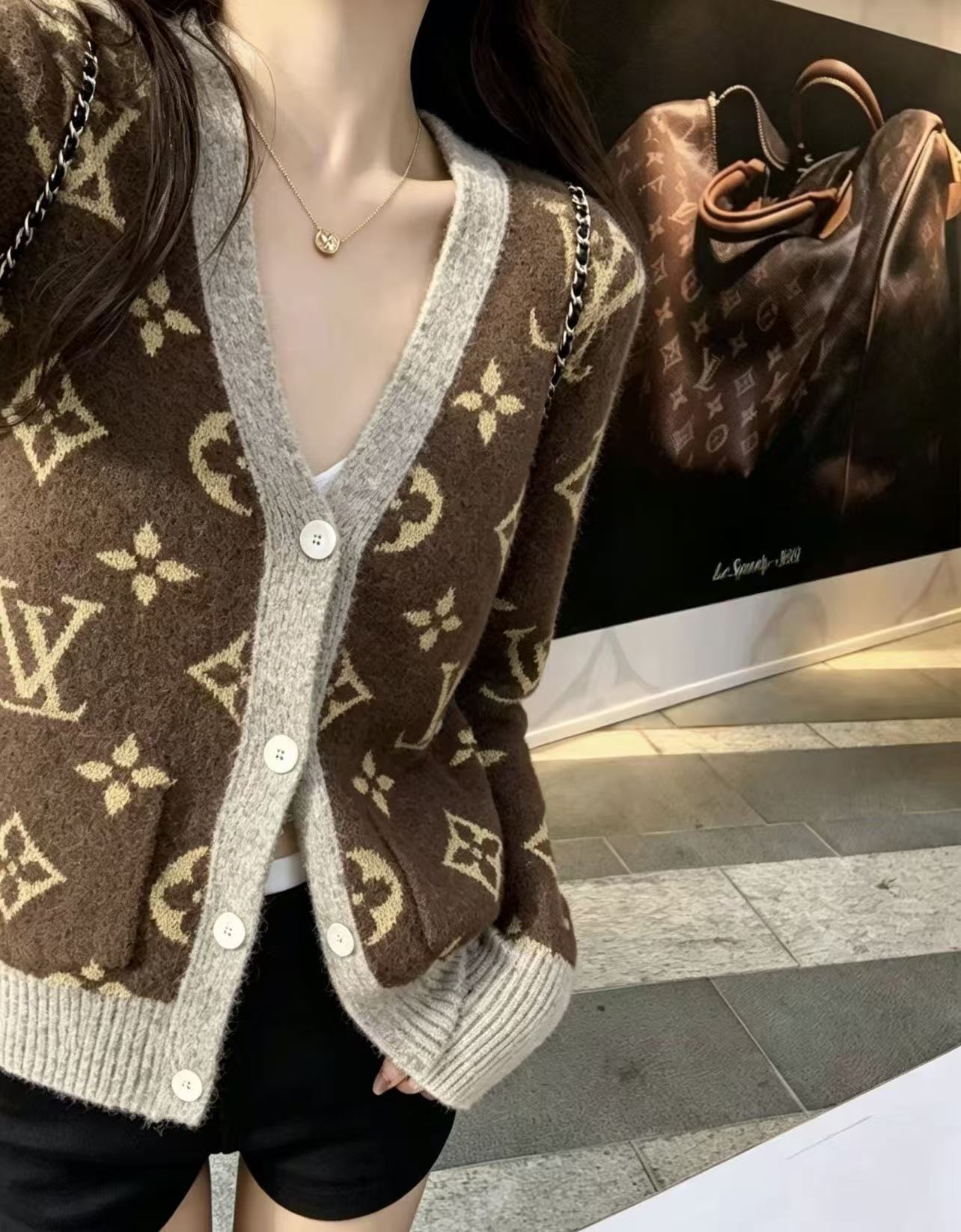 LV クローバー柄 ウールカーディガン【50％割引+送料無料】