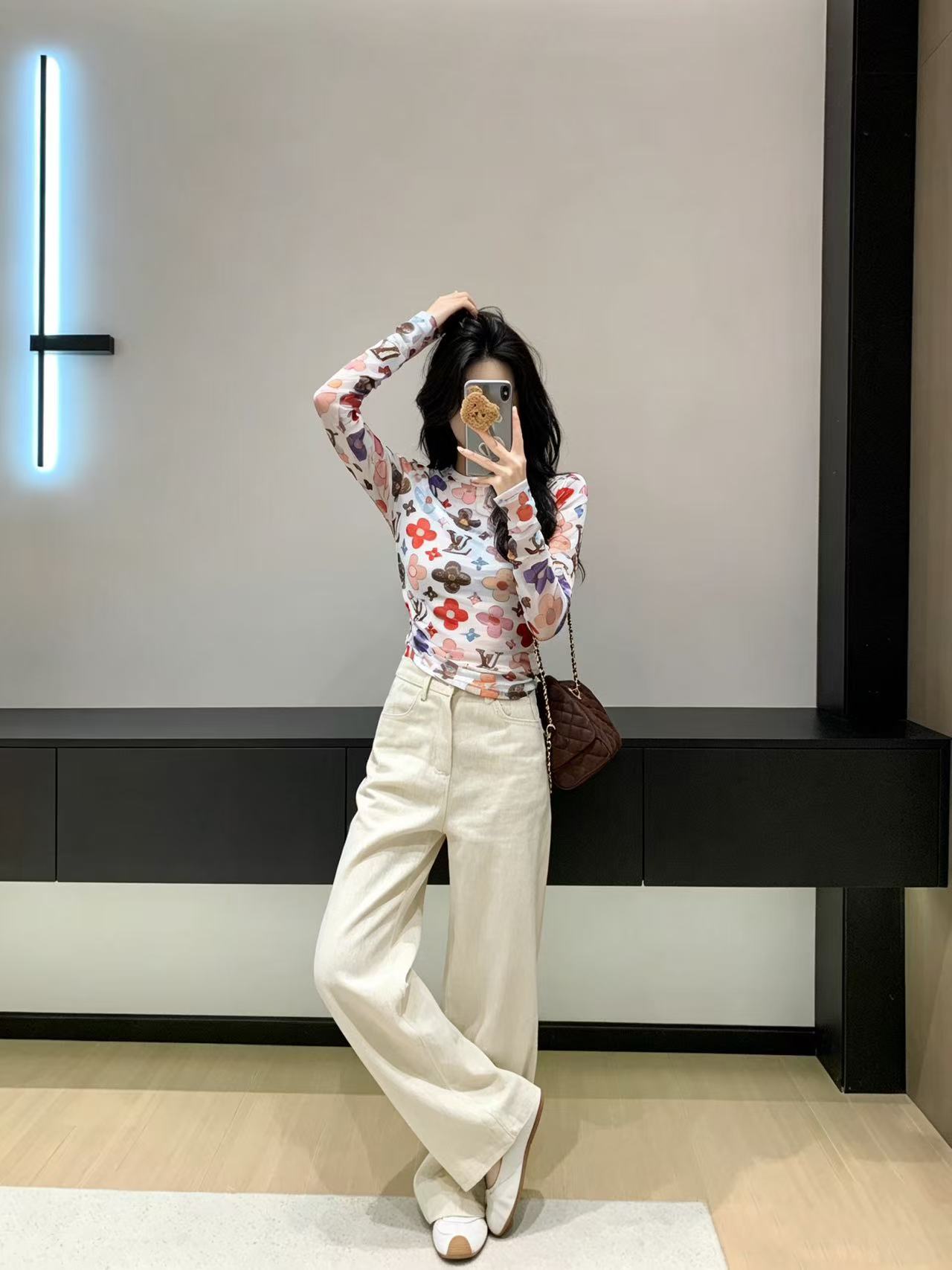 LVプリント長袖Tシャツ【50％割引+送料無料】