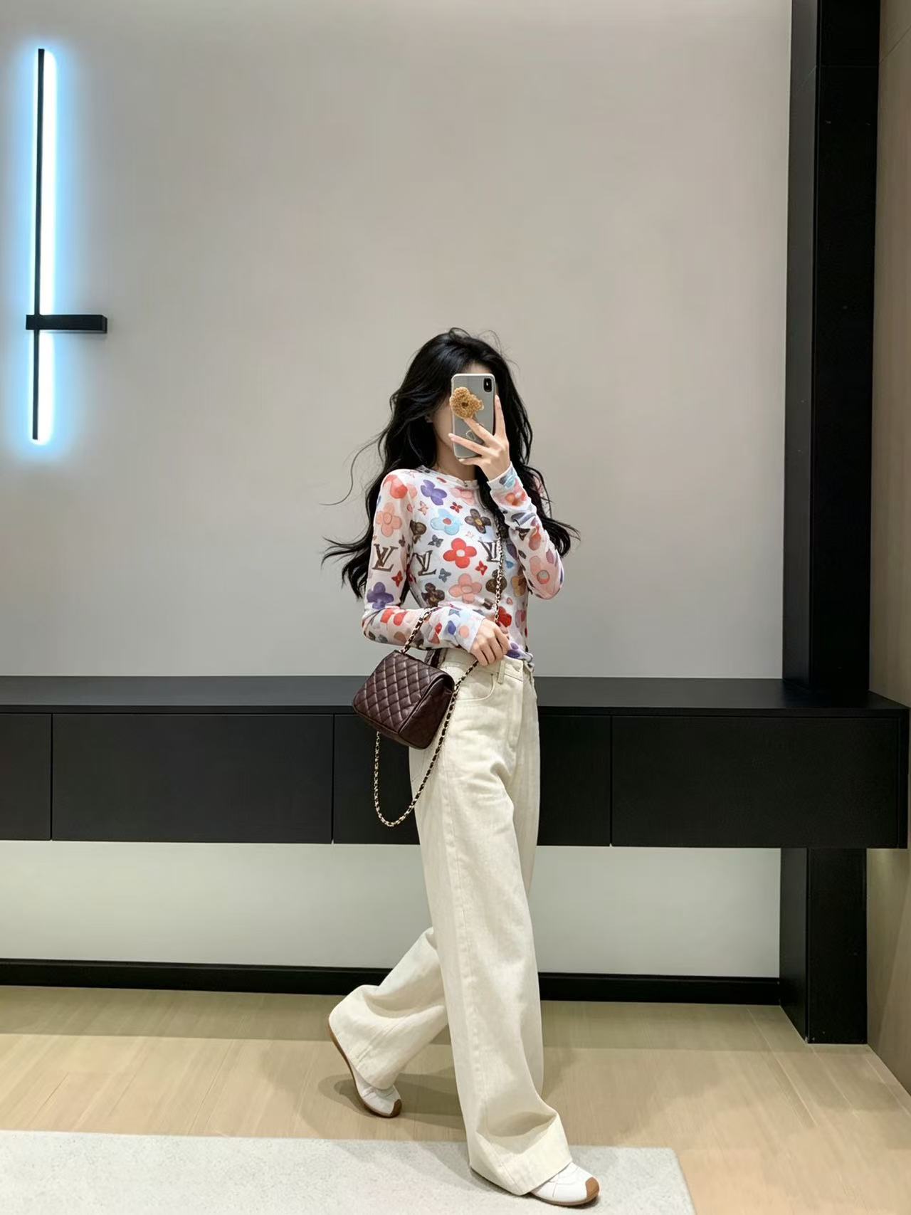 LVプリント長袖Tシャツ【50％割引+送料無料】