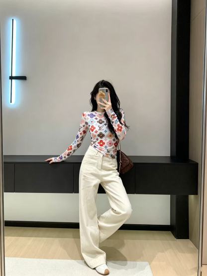 LVプリント長袖Tシャツ【50％割引+送料無料】