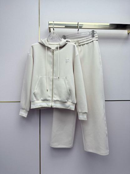 CHANE1 ダブルC フード付きジャケット＋パンツ ツーピースセット【50％割引+送料無料】