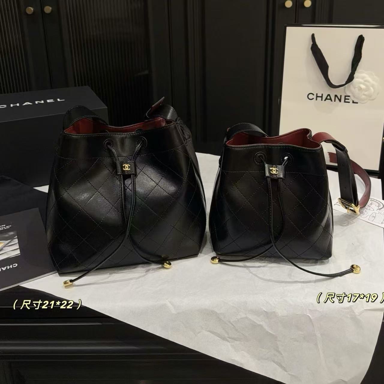 CHANEL カーフスキン バケットバッグ【50％割引+送料無料】