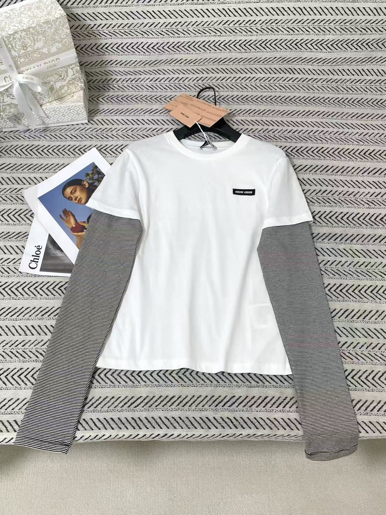M1UM1U レターカラーブロック長袖Tシャツ【50％割引+送料無料】