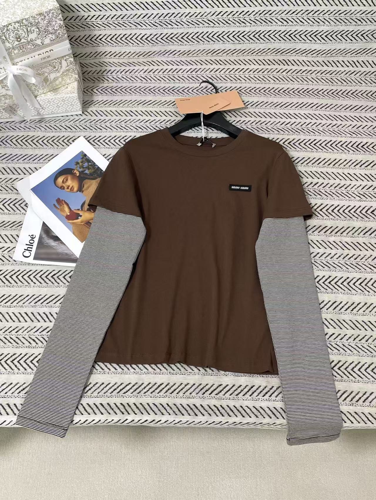 M1UM1U レターカラーブロック長袖Tシャツ【50％割引+送料無料】