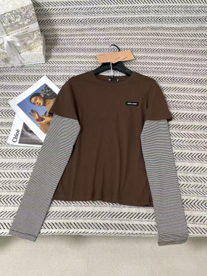 M1UM1U レターカラーブロック長袖Tシャツ【50％割引+送料無料】