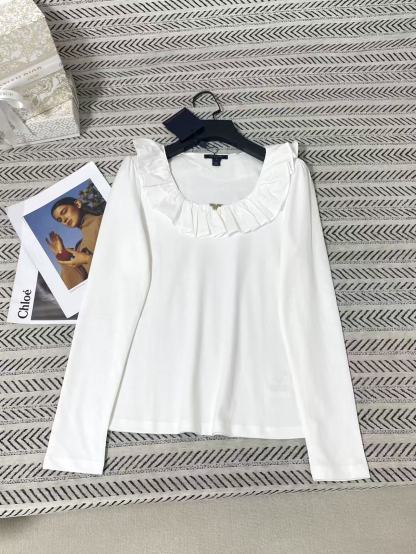 LV ラッフル付き長袖Tシャツ【50％割引+送料無料】
