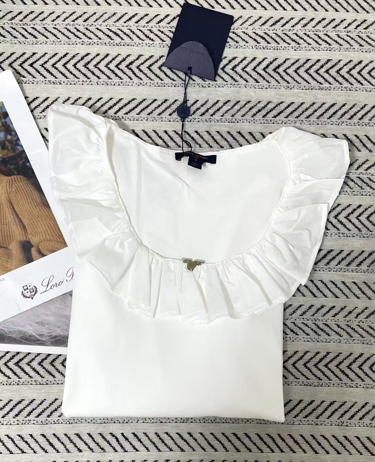 LV ラッフル付き長袖Tシャツ【50％割引+送料無料】