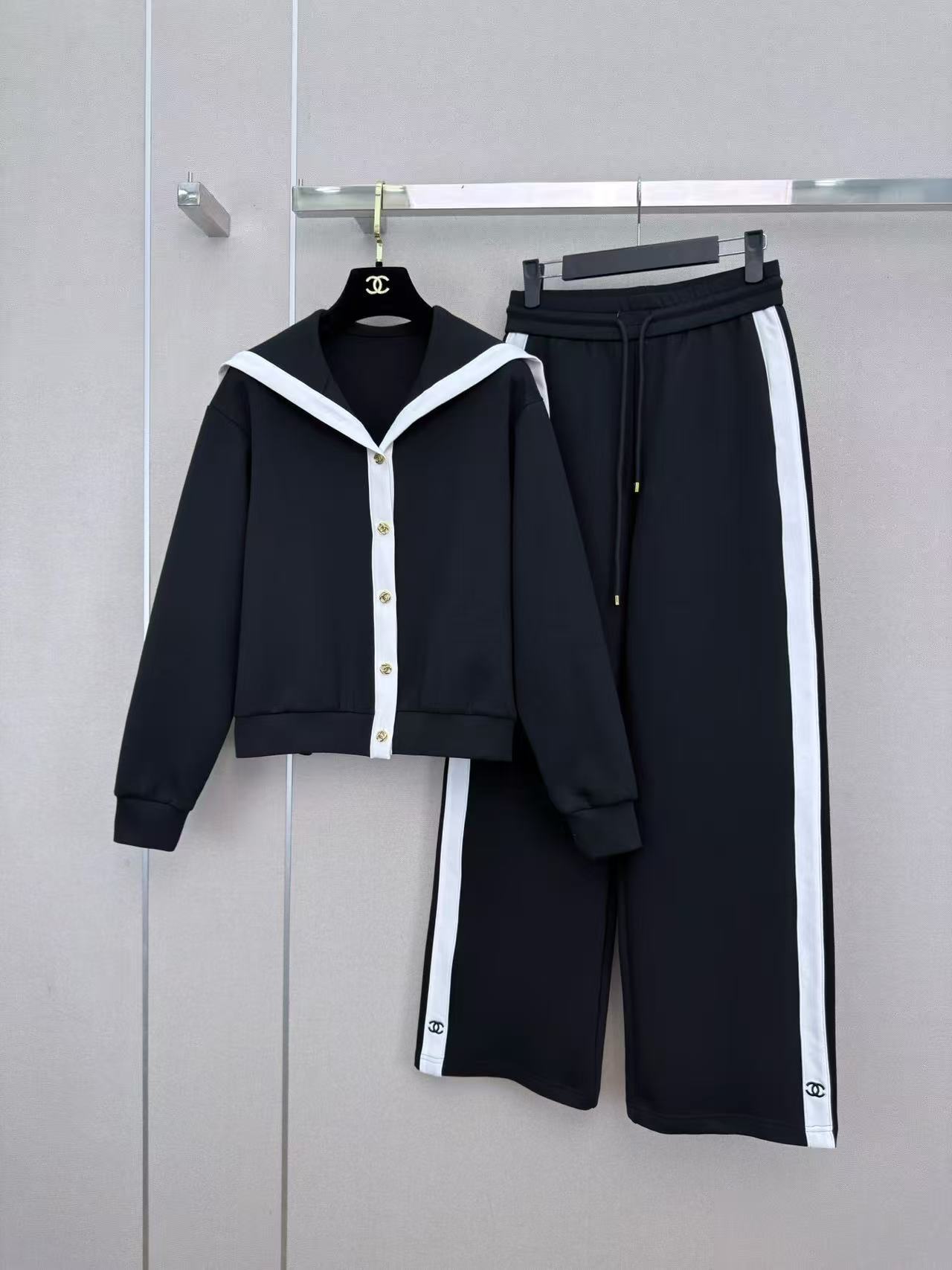 CHANEL風 襟付きジャケット＆パンツ セットアップ【50％割引+送料無料】