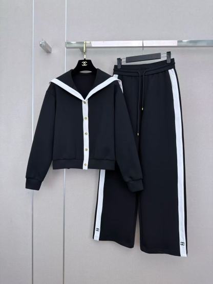 CHANEL風 襟付きジャケット＆パンツ セットアップ【50％割引+送料無料】