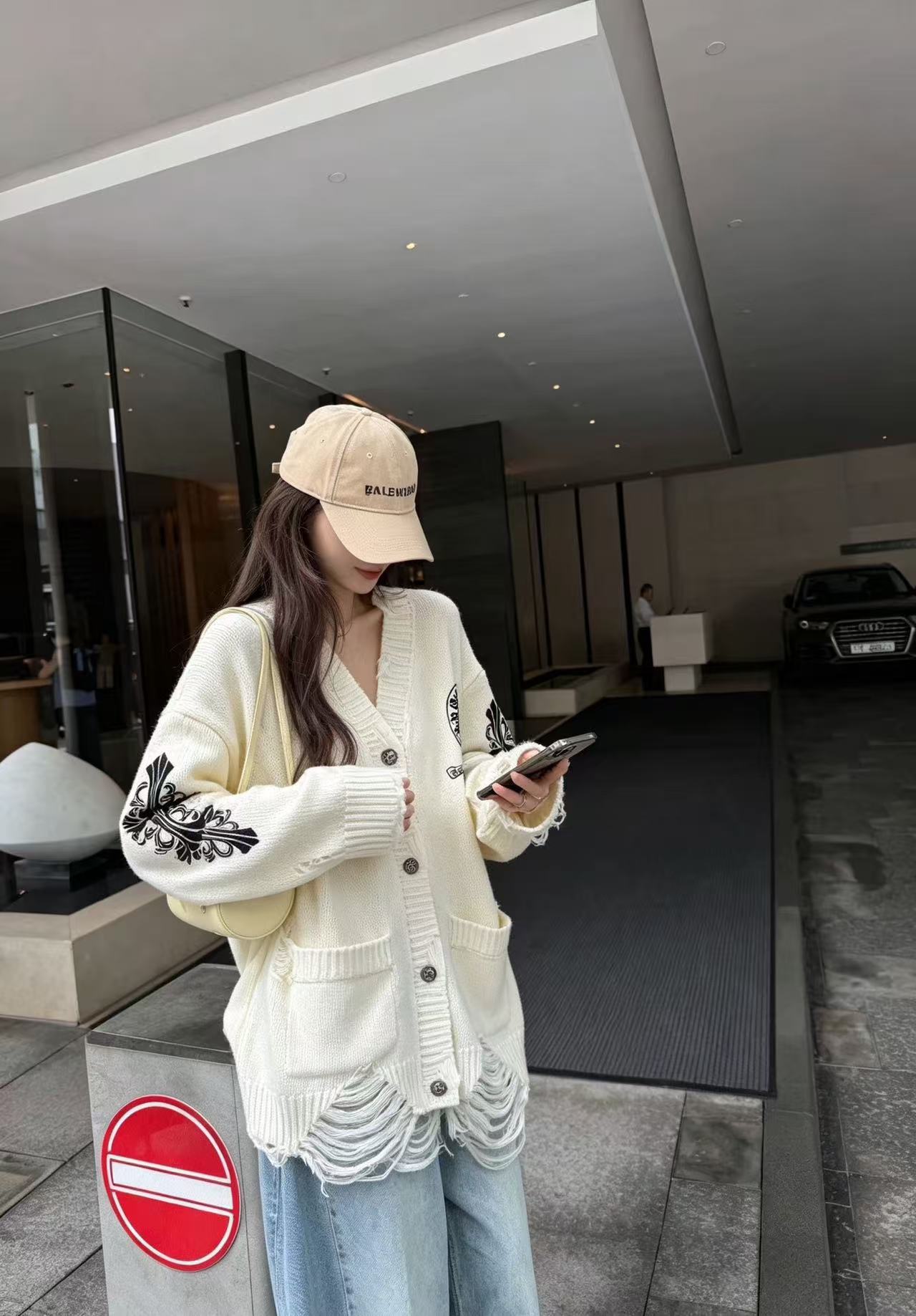 Chrome Hearts サンスクリット文字 ダメージ加工 ウールカーディガン【50％割引+送料無料】