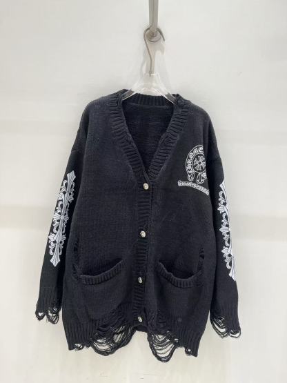 Chrome Hearts サンスクリット文字 ダメージ加工 ウールカーディガン【50％割引+送料無料】