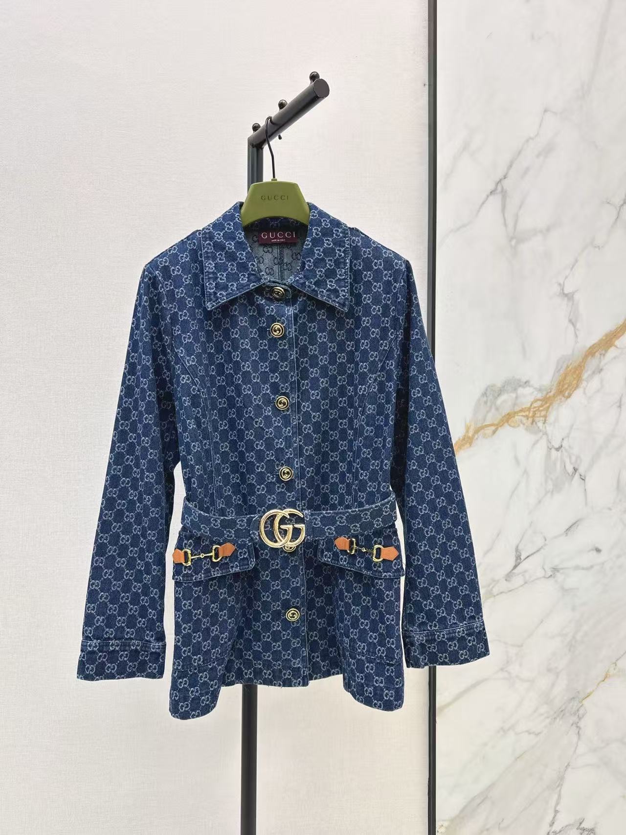 GUCCI ジャカード ロングデニムジャケット【50％割引+送料無料】