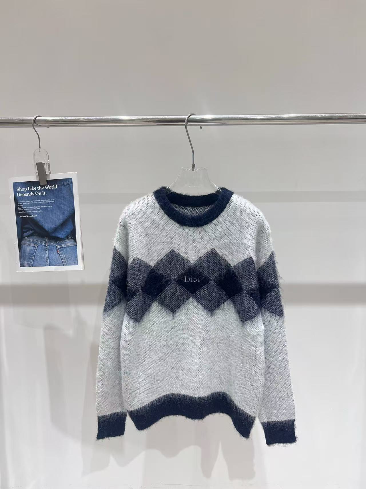 DIOR モヘア アーガイルニット【50％割引+送料無料】