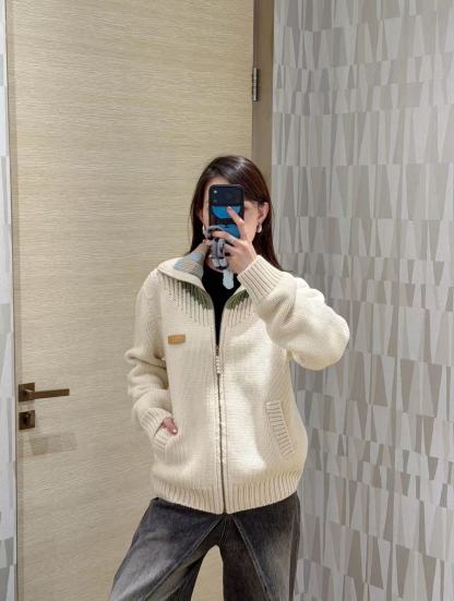 LV ラペル付きジップアップニットカーディガン【50％割引+送料無料】