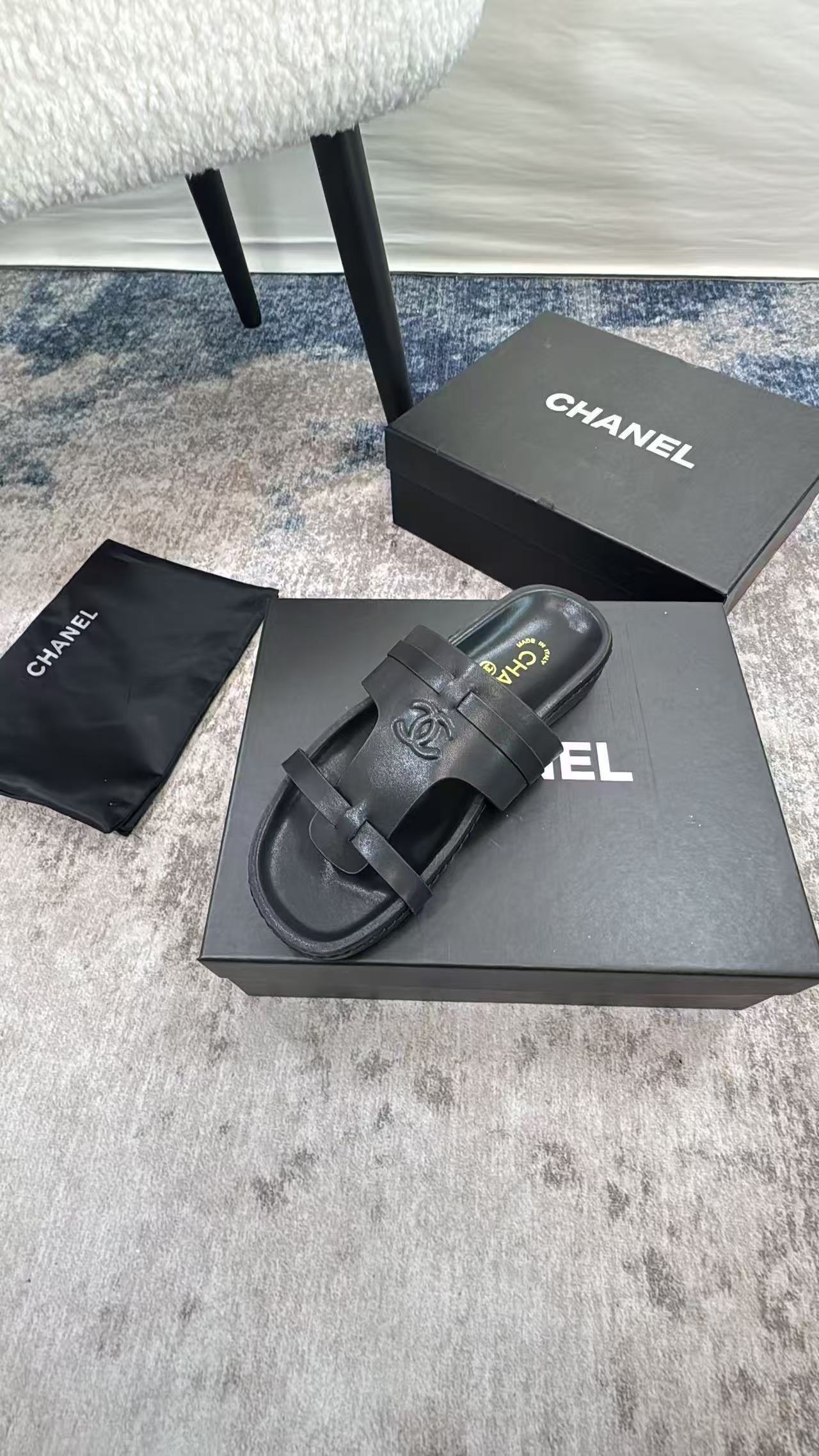 CHANE1 シンプル ダブルC スリッパ【50％割引+送料無料】