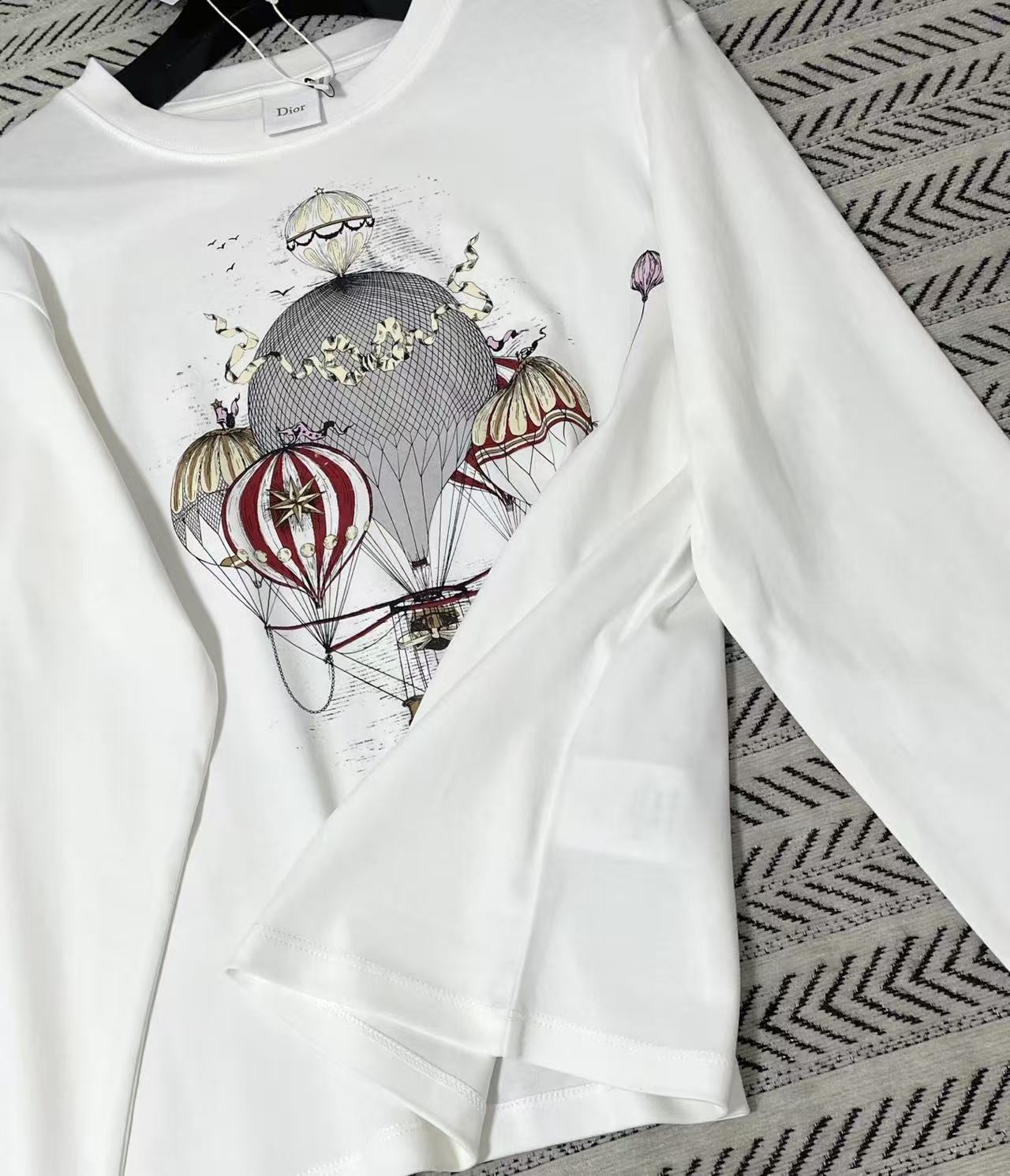DIOR 熱気球＆レター 長袖Tシャツ【50％割引+送料無料】