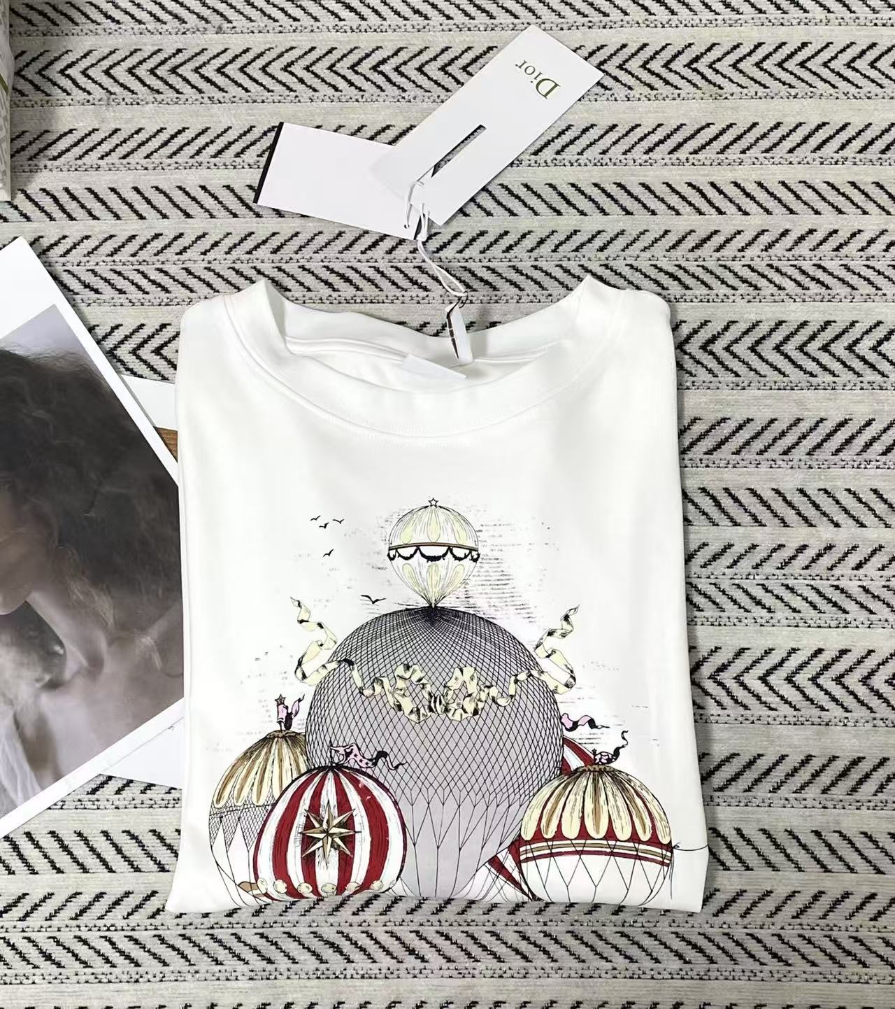 DIOR 熱気球＆レター 長袖Tシャツ【50％割引+送料無料】