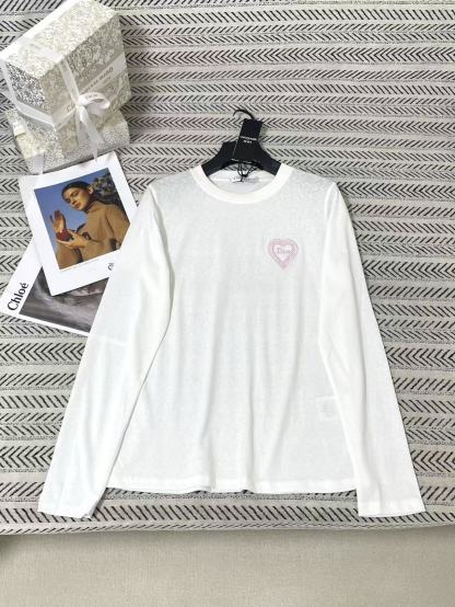 DI0R刺繍ロゴ＆ハート 長袖Tシャツ【50％割引+送料無料】