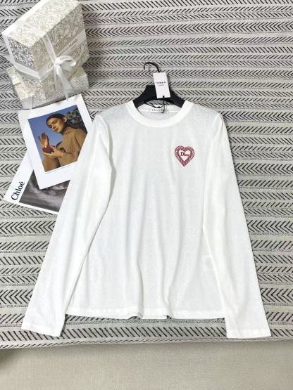 DI0R刺繍ロゴ＆ハート 長袖Tシャツ【50％割引+送料無料】