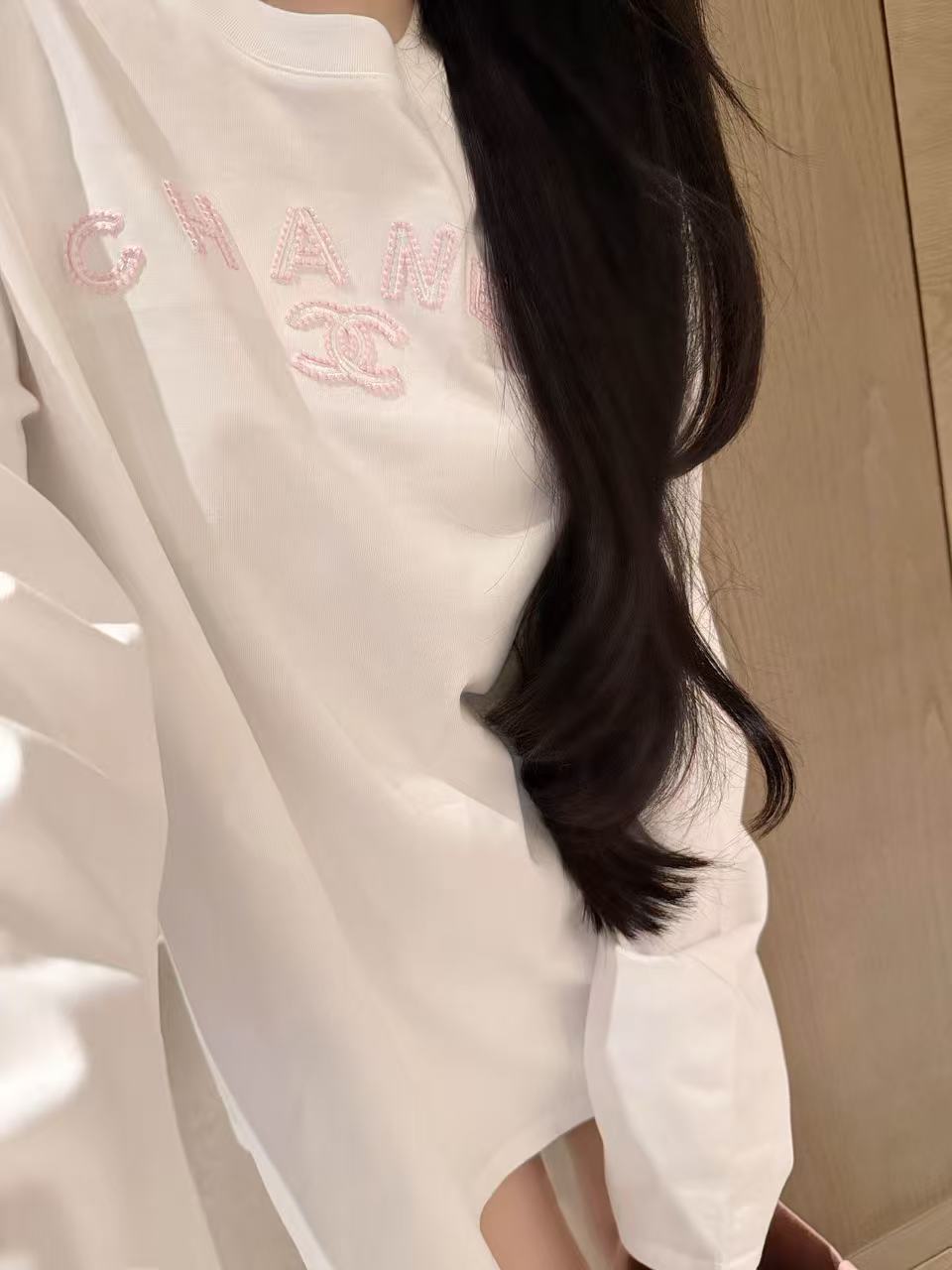 CHANEL ダブルCロゴ刺繍入り長袖Tシャツ【50％割引+送料無料】