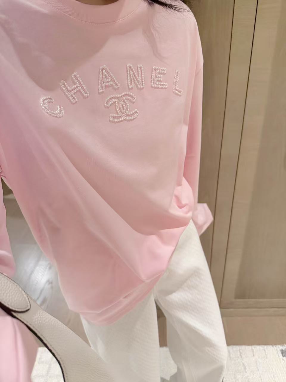 CHANEL ダブルCロゴ刺繍入り長袖Tシャツ【50％割引+送料無料】