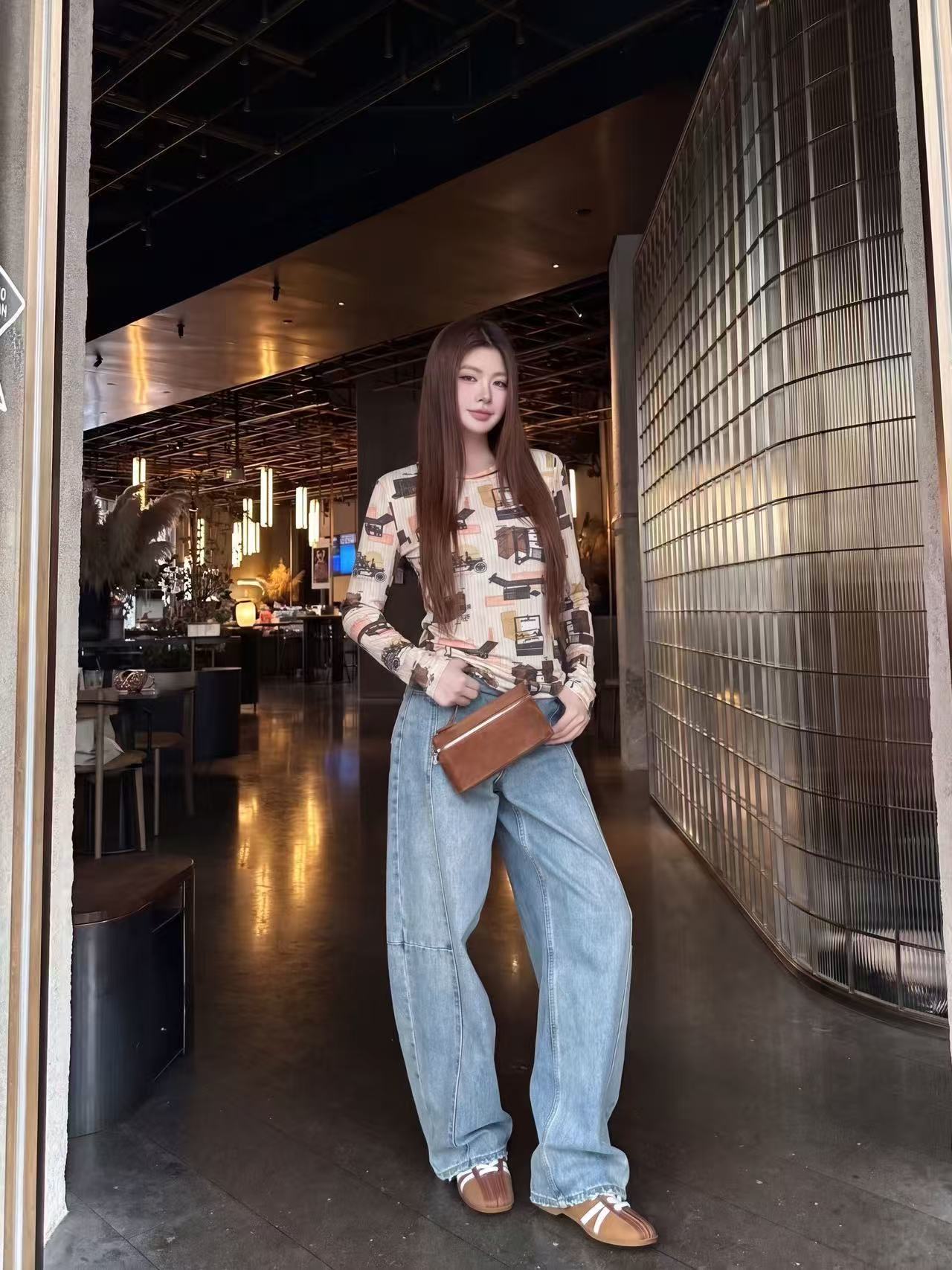 LVプリント長袖Tシャツ【50％割引+送料無料】